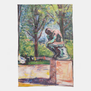 Edvard Munch - The Thinker by Rodin Tea Towel