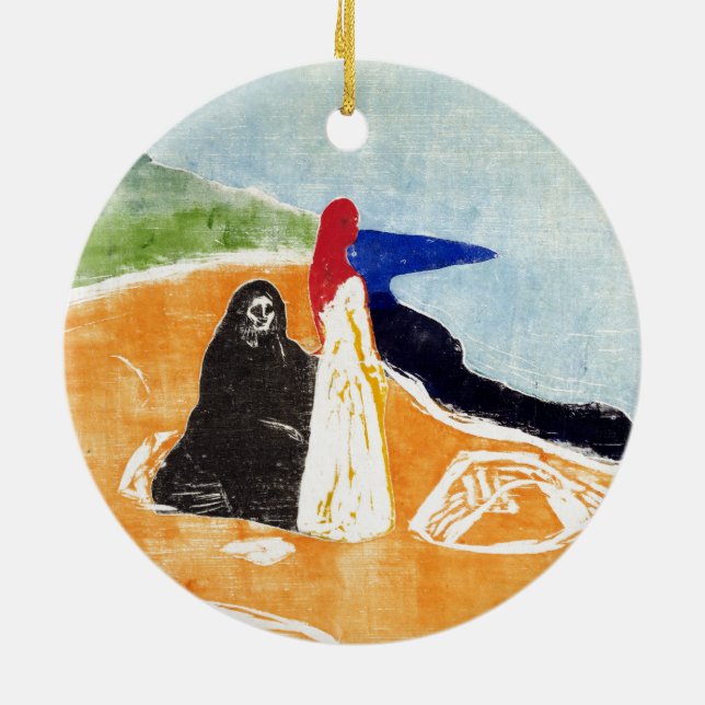 Edvard Munch Two Women on the Shore Ceramic Tree Decoration (Back)