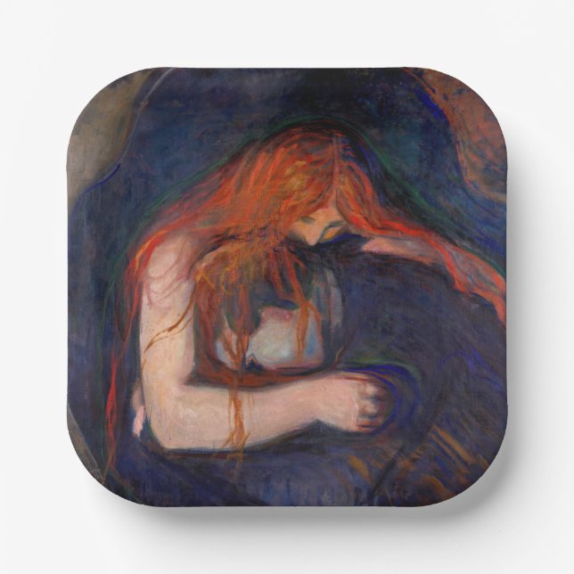 Edvard Munch - Vampire / Love and Pain Paper Plate (Front)