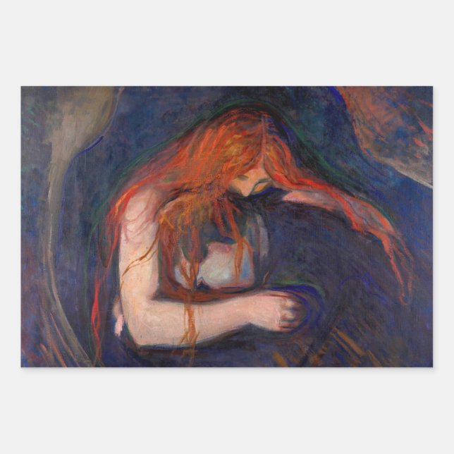 Edvard Munch - Vampire / Love and Pain Wrapping Paper Sheet (Front)