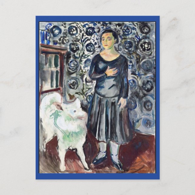 Edvard Munch, Woman with Samoyed Painting Postcard (Front)