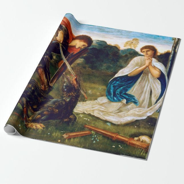 Edward Burne-Jones Fight St. George Kills Dragon Wrapping Paper (Unrolled)