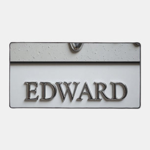 Edward Chrome Nameplate With Liquid Metal Drips Desk Mat