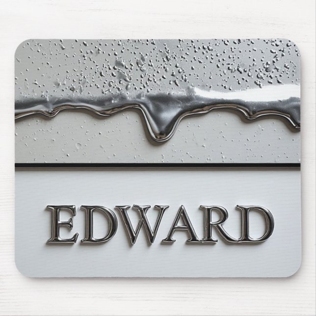 Edward Chrome Nameplate With Liquid Metal Drips Mouse Mat (Front)