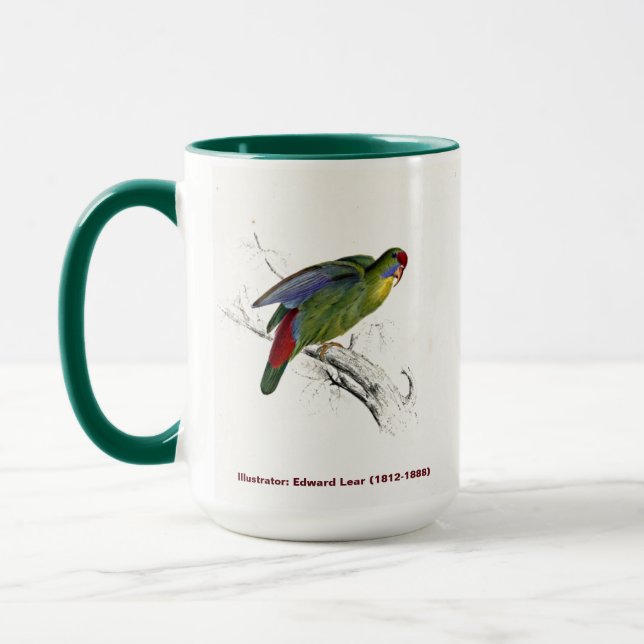Edward Lear Bird Collection Red Fronted Parakeet Mug (Left)