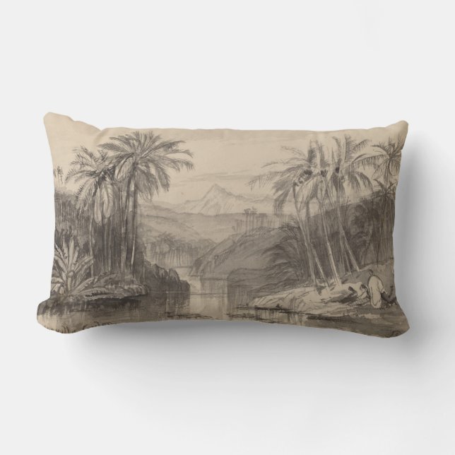 Edward Lear Tropical Palm Trees Pillow (Front)
