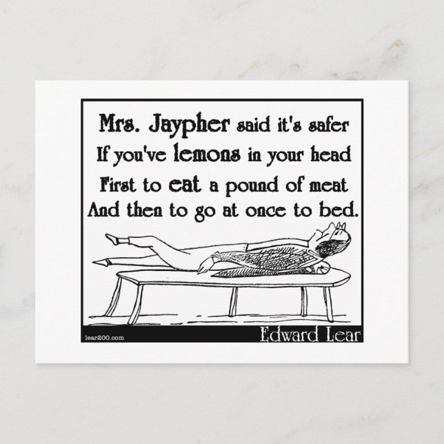 Edward Lear's Mrs. Jaypher Postcard (Front)