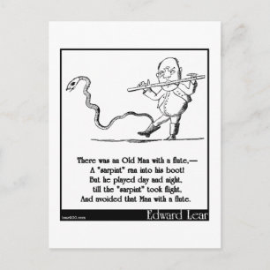 Edward Lear's Old Man with a flute Limerick Postcard