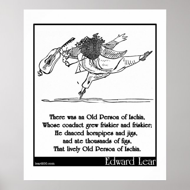 Edward Lear's Old Person of Ischia Limerick Poster (Front)