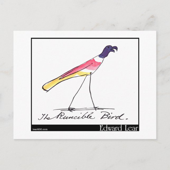 Edward Lear's Runcible Bird Postcard (Front)
