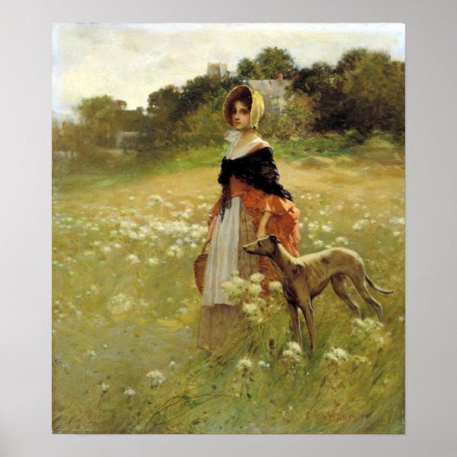 Edward Percy Moran Young Girl and Dog Poster (Front)