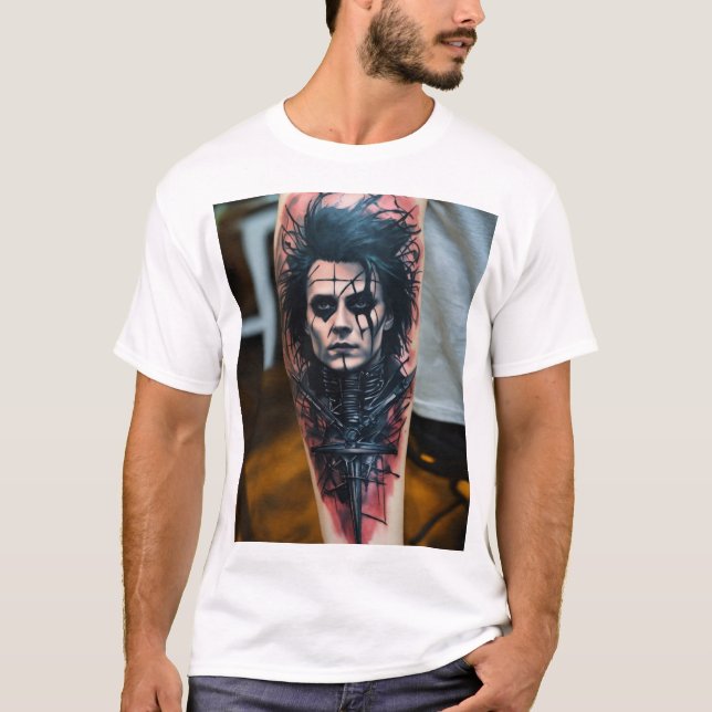 Edward Scissorhands Abstract Tattoo T-Shirt (Front)