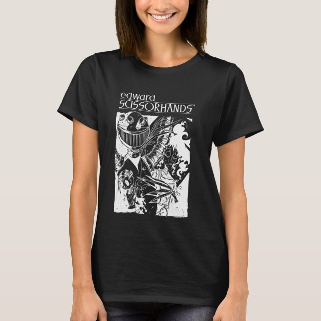 Edward Scissorhands Animated Sketch Silhouette Che T-Shirt (Front)