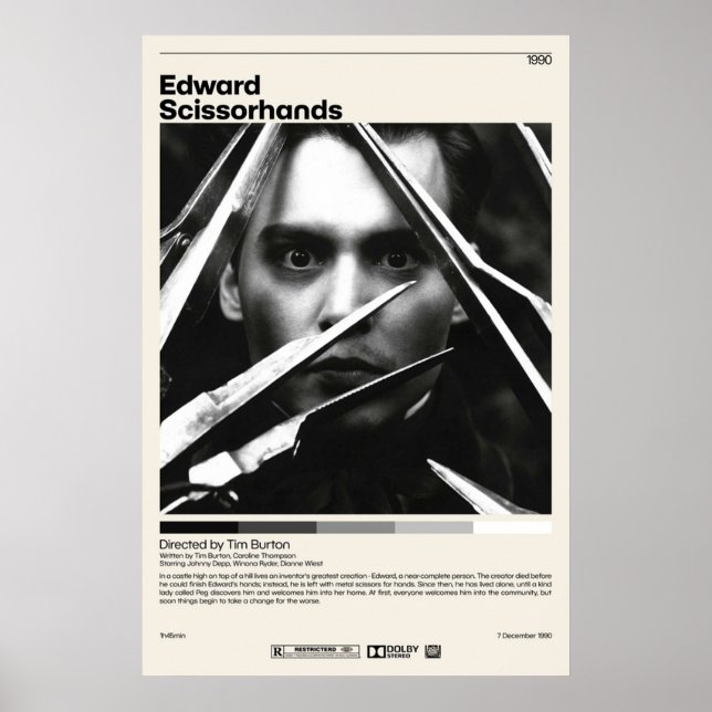Edward Scissorhands  Tim Burton Minimalist Movie Poster (Front)