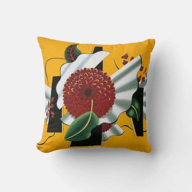 Edward Wadsworth, Dahlias, famous painting, Cushion (Front)