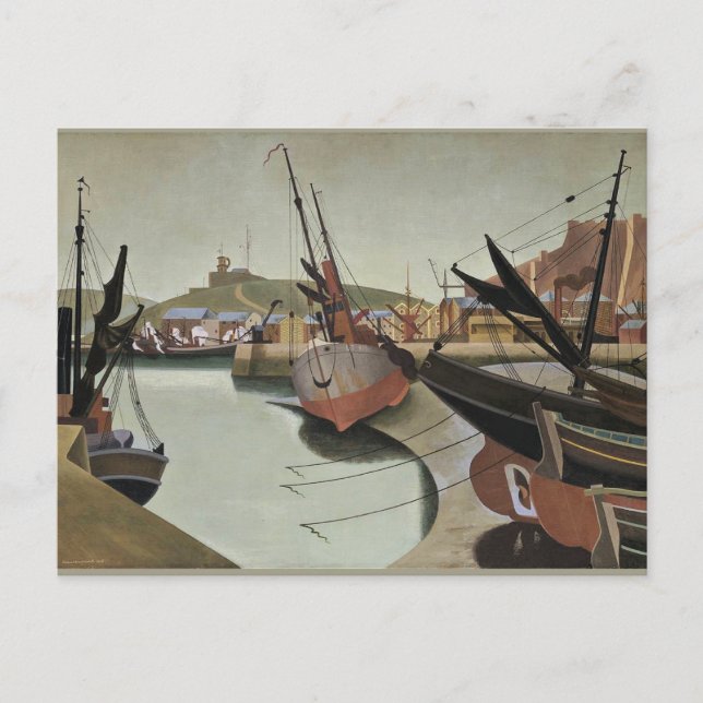 Edward Wadsworth painting, Seaport, Postcard (Front)