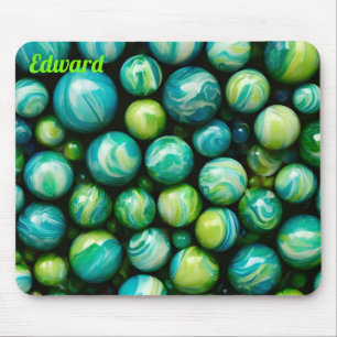EDWARD ~ Zany Shades Green and Blue ~ Marbles ~ Mouse Mat
