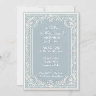 Edwardian blue wedding invitation