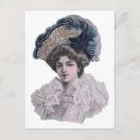 Edwardian Fashionable lady in blue hat