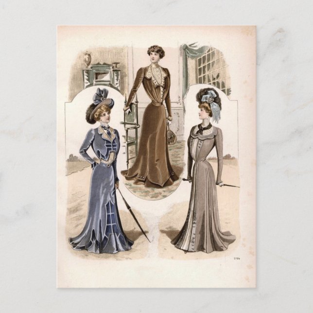 Edwardian Glam Vintage Fashion Illustration   Postcard (Front)