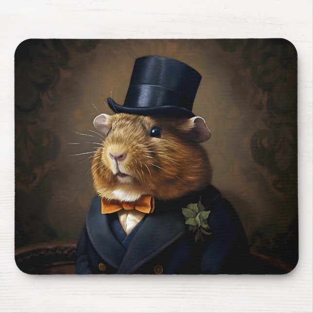 Edwardian Guinea Pig Gentleman Mouse Mat (Front)