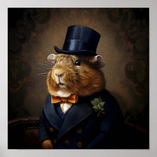 Edwardian Guinea Pig Gentleman Poster
