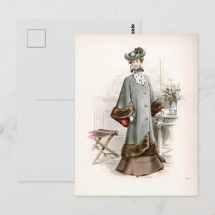 Edwardian Lady In A Fine Coat Vintage Fashion  Postcard