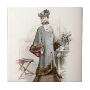 Edwardian Lady In A Fine Coat Vintage Fashion   Tile