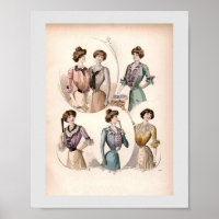 Edwardian Lady Vintage Fashion Illustration Poster