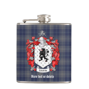 Edwards Family Crest and Tartan Plaid Hip Flask
