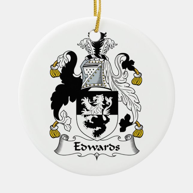 Edwards Family Crest Ceramic Tree Decoration (Front)