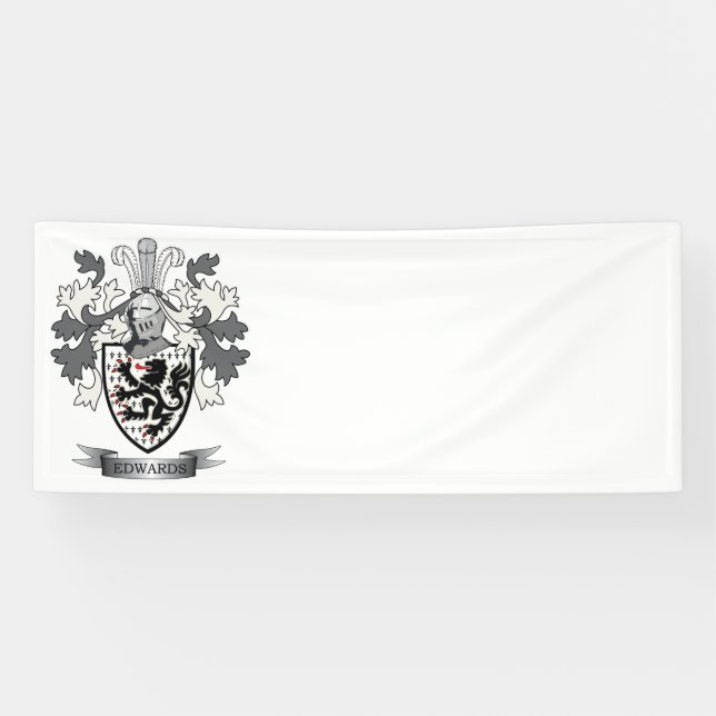Edwards Family Crest Coat of Arms Banner (Horizontal)