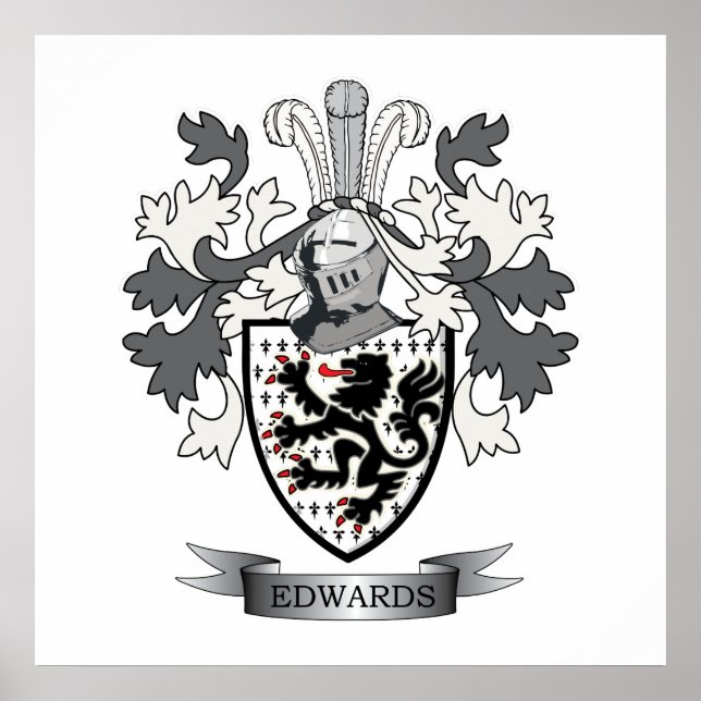 Edwards Family Crest Coat of Arms Poster (Front)