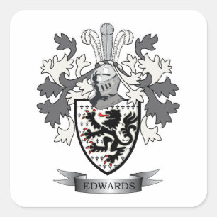 Edwards Family Crest Coat of Arms Square Sticker