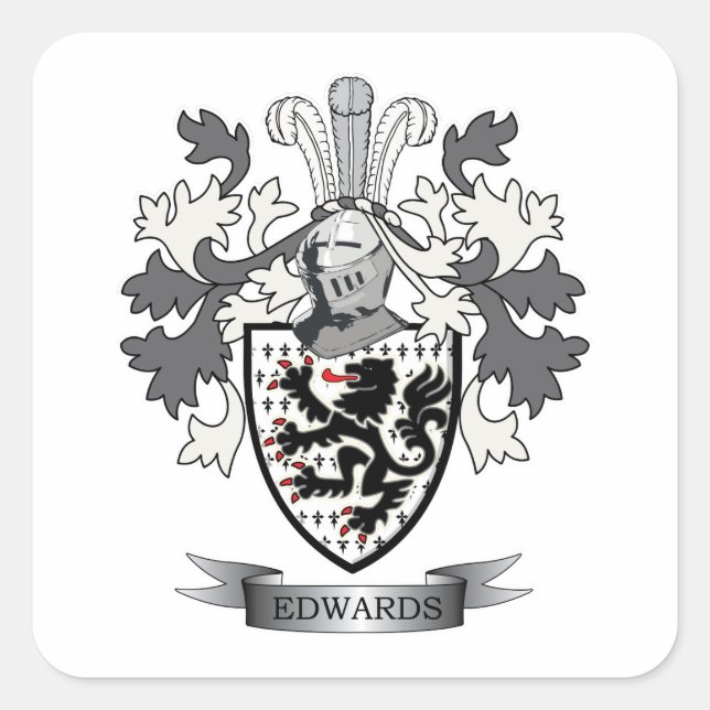 Edwards Family Crest Coat of Arms Square Sticker (Front)