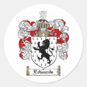 EDWARDS FAMILY CREST -  EDWARDS COAT OF ARMS CLASSIC ROUND STICKER