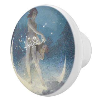 Edwin Blashfield Stars Scattering Art Nouveau Ceramic Knob