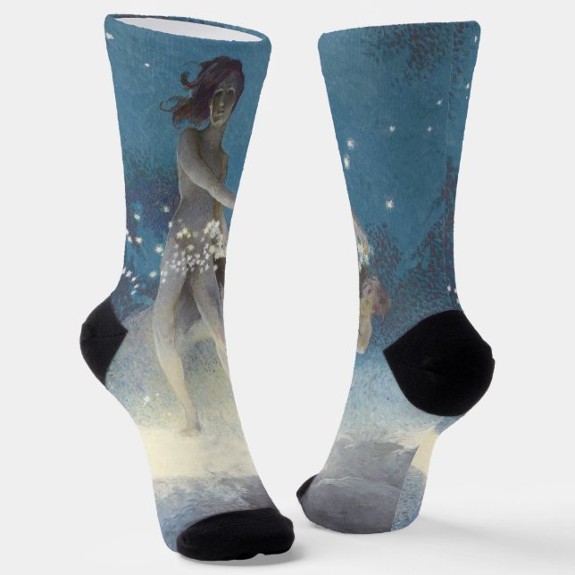 Edwin Blashfield Stars Scattering Art Nouveau Socks (Angled)