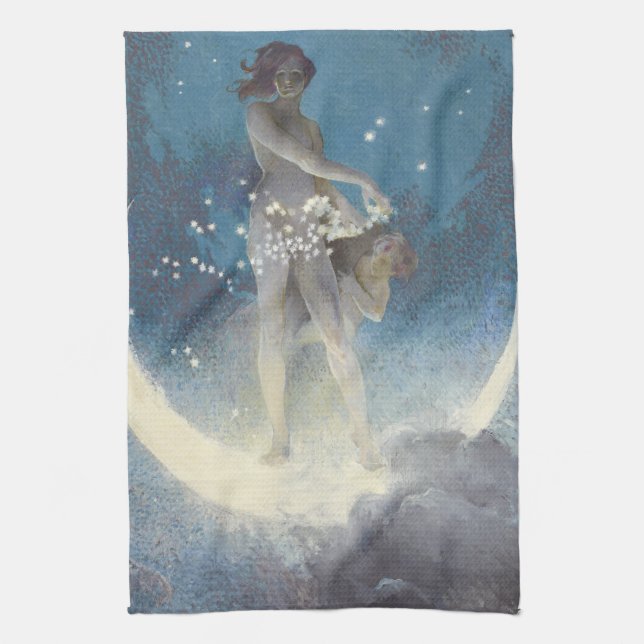 Edwin Blashfield Stars Scattering Art Nouveau Tea Towel (Vertical)