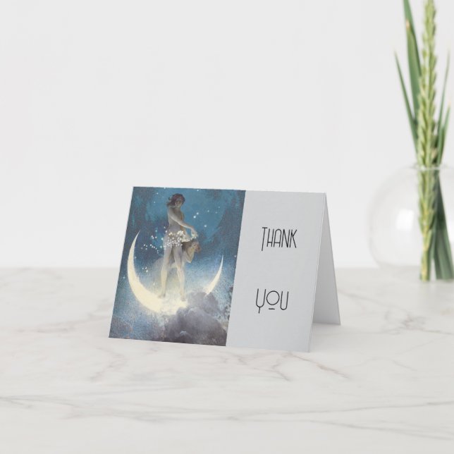 Edwin Blashfield Stars Scattering Art Nouveau Thank You Card (Front)