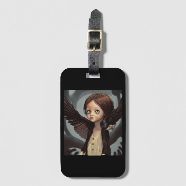 Edwin gothic black crow grunge luggage tag (Front Vertical)