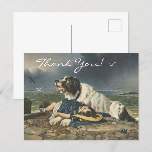 Edwin Landseer Saved,The Dog's Courage,Thank You Postcard