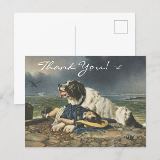 Edwin Landseer Saved,The Dog's Courage,Thank You Postcard