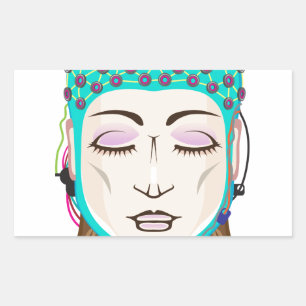 EEG device Mind reading scanning Brain signals Rectangular Sticker