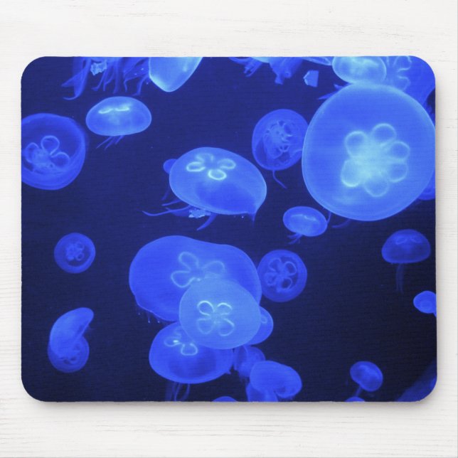 Eeirly Beautiful Usual Blue Moon Jellyfish Custom Mouse Mat (Front)