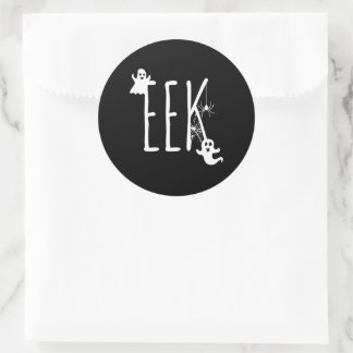 EEK Halloween Ghost Spooky Themed & Spider Black Classic Round Sticker