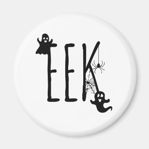 EEK Halloween Magnet, Ghosts, Spider & Web Round Magnet