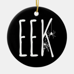 Eek Spider & Spiderweb Spooky Eerie Halloween BLK Ceramic Tree Decoration