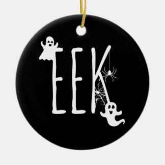 Eek Whimsical Ghosts & Spider Halloween Black Ceramic Tree Decoration