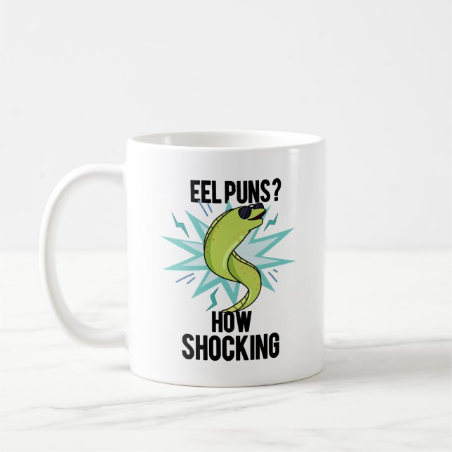 Eel Puns How Shocking Funny Animal Pun  Coffee Mug (Left)